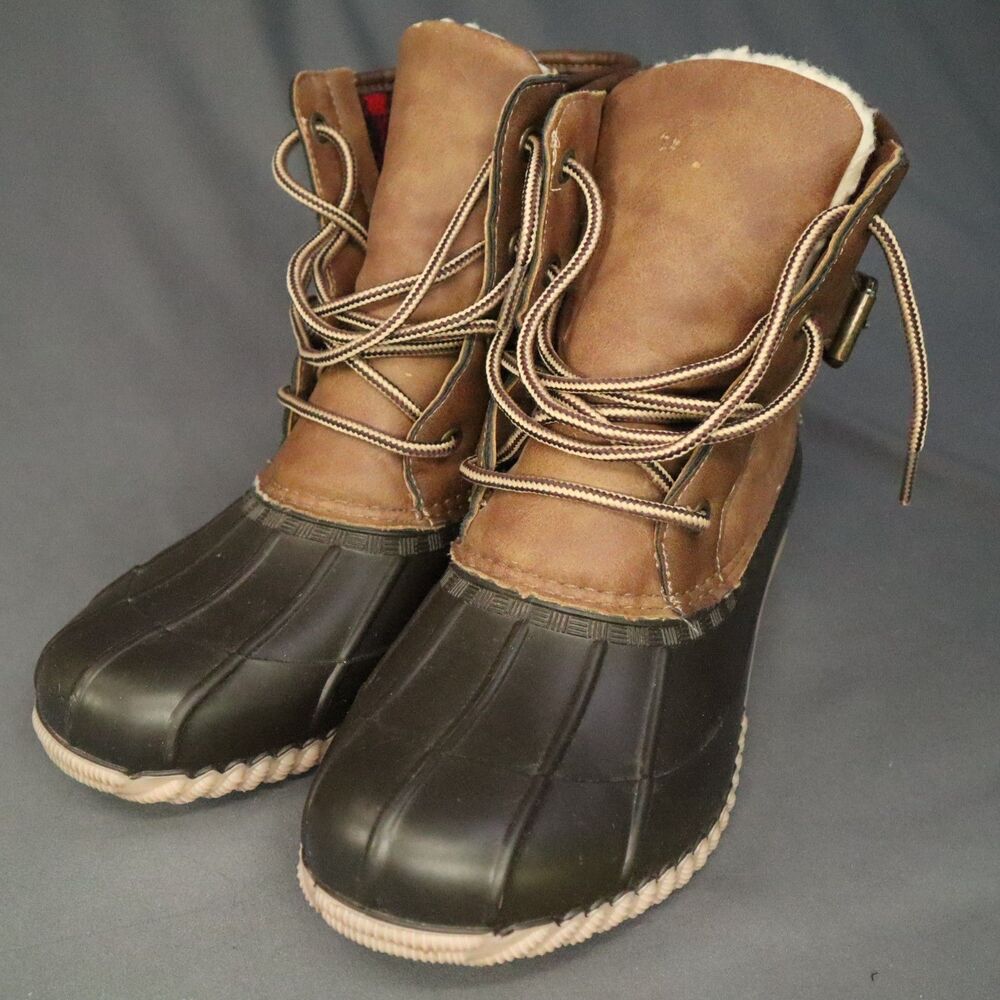 Women’s Brown & Black Duck Boot Ankle Booties size 8